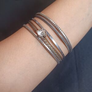8.5in Bangles With Hanging CZ Stone